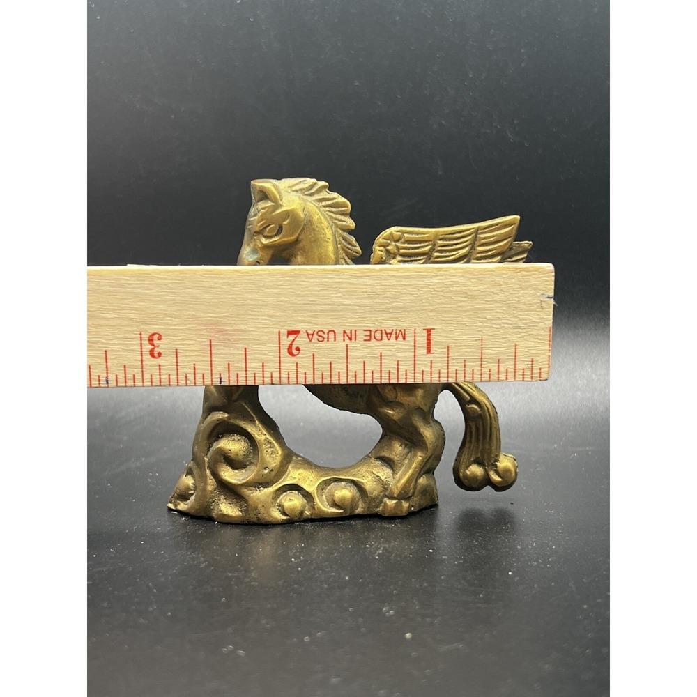 Vintage Solid Brass Pegasus Winged Horse Figurine Statue 3" Small Sweet - Picture 7 of 7